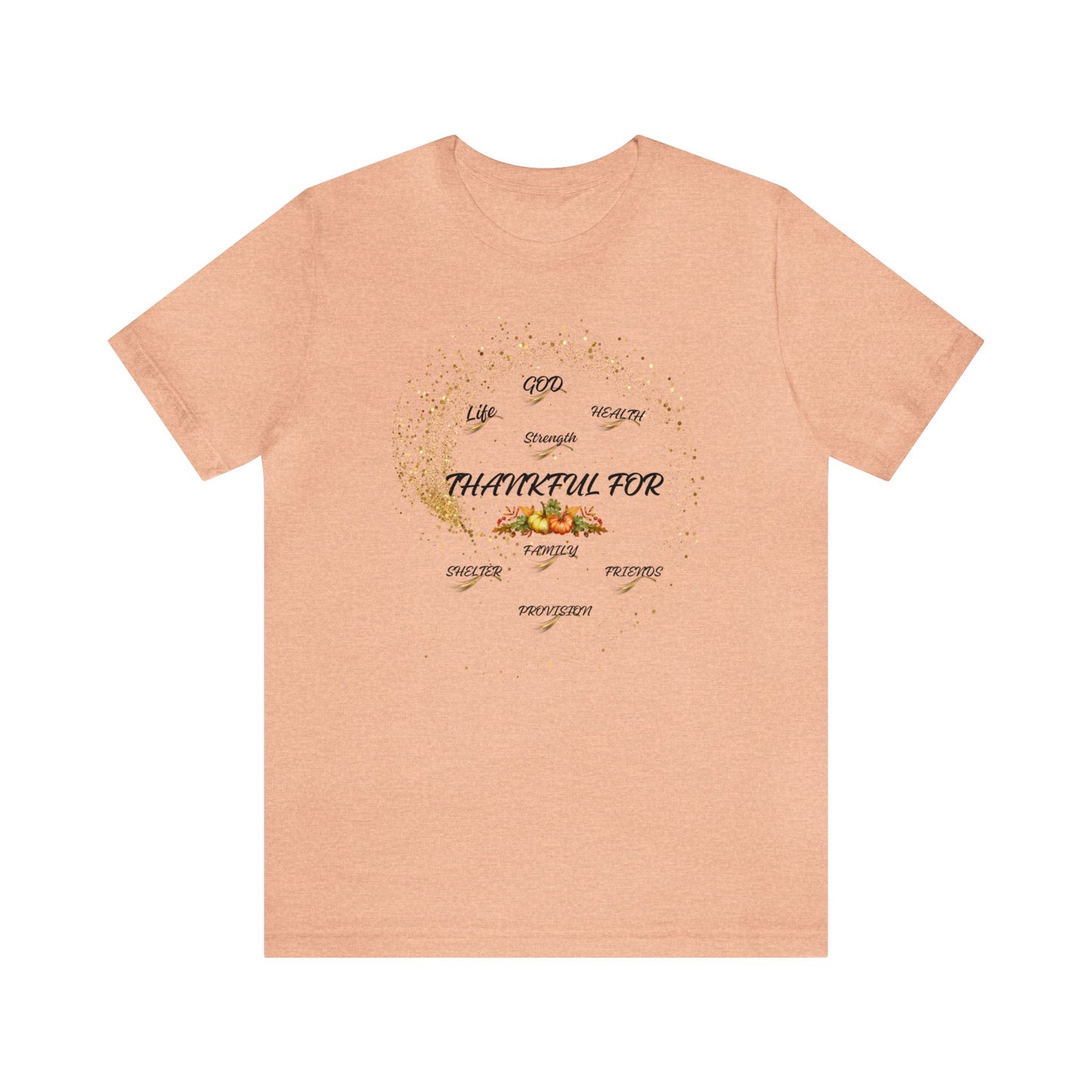 Thankful for God, Life, Health, Strength, Family, Friends, Shelter, Provision Unisex Short Sleeve Tee (light).