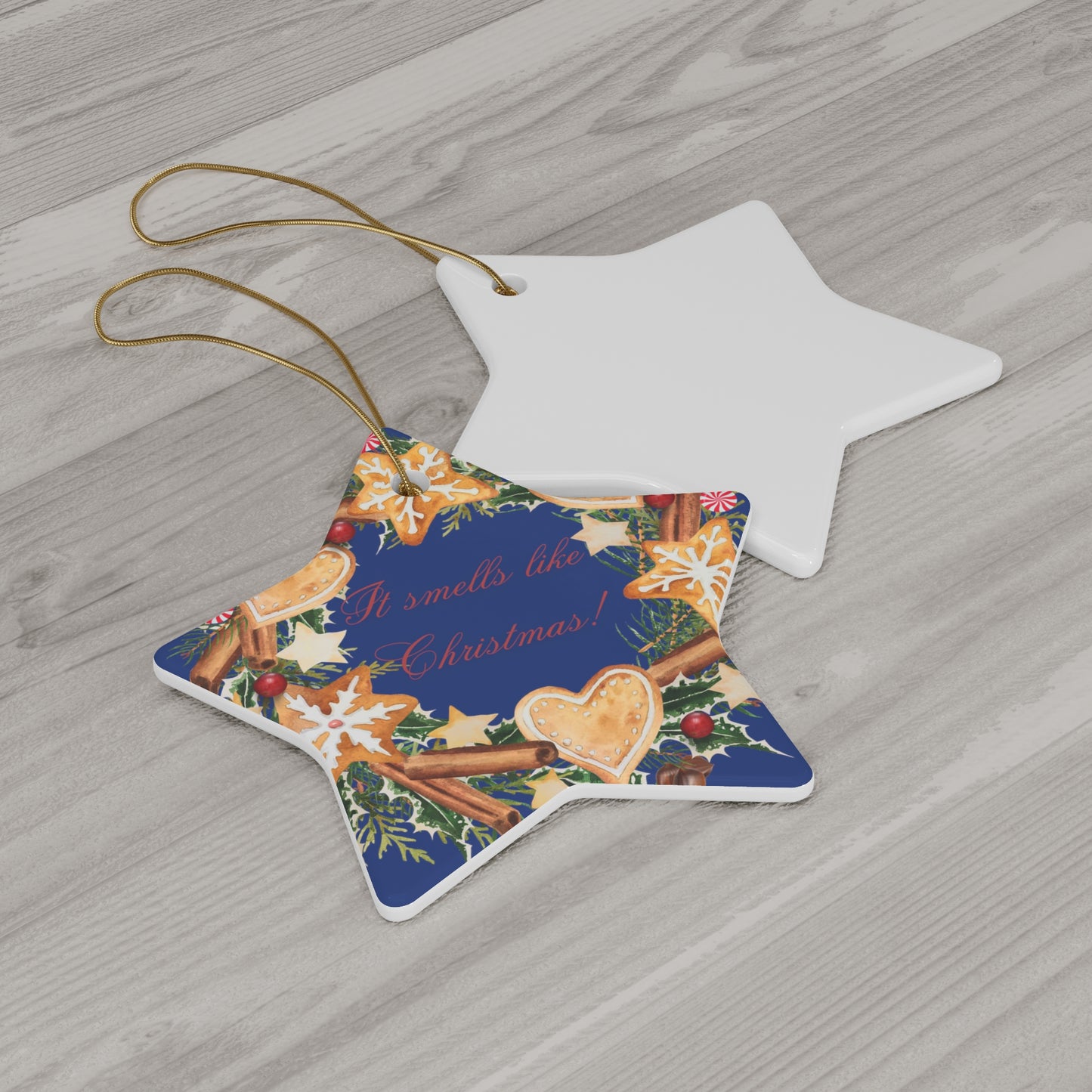 "It Smells like Christmas" Ceramic Ornament, 4 Shapes available (Royal)