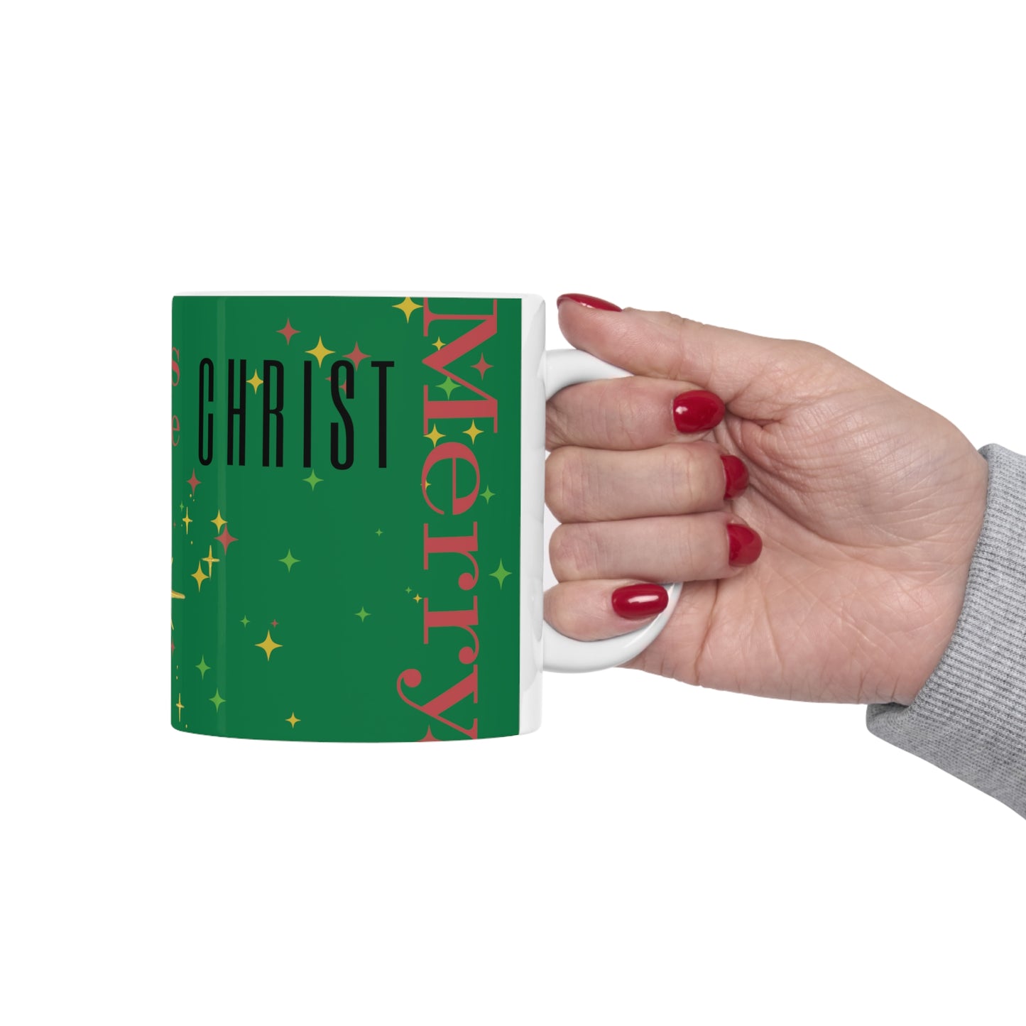 Christmas/Más (Spanish)/More Christ/Star of Bethlehem Ceramic Mug 11oz (Green)