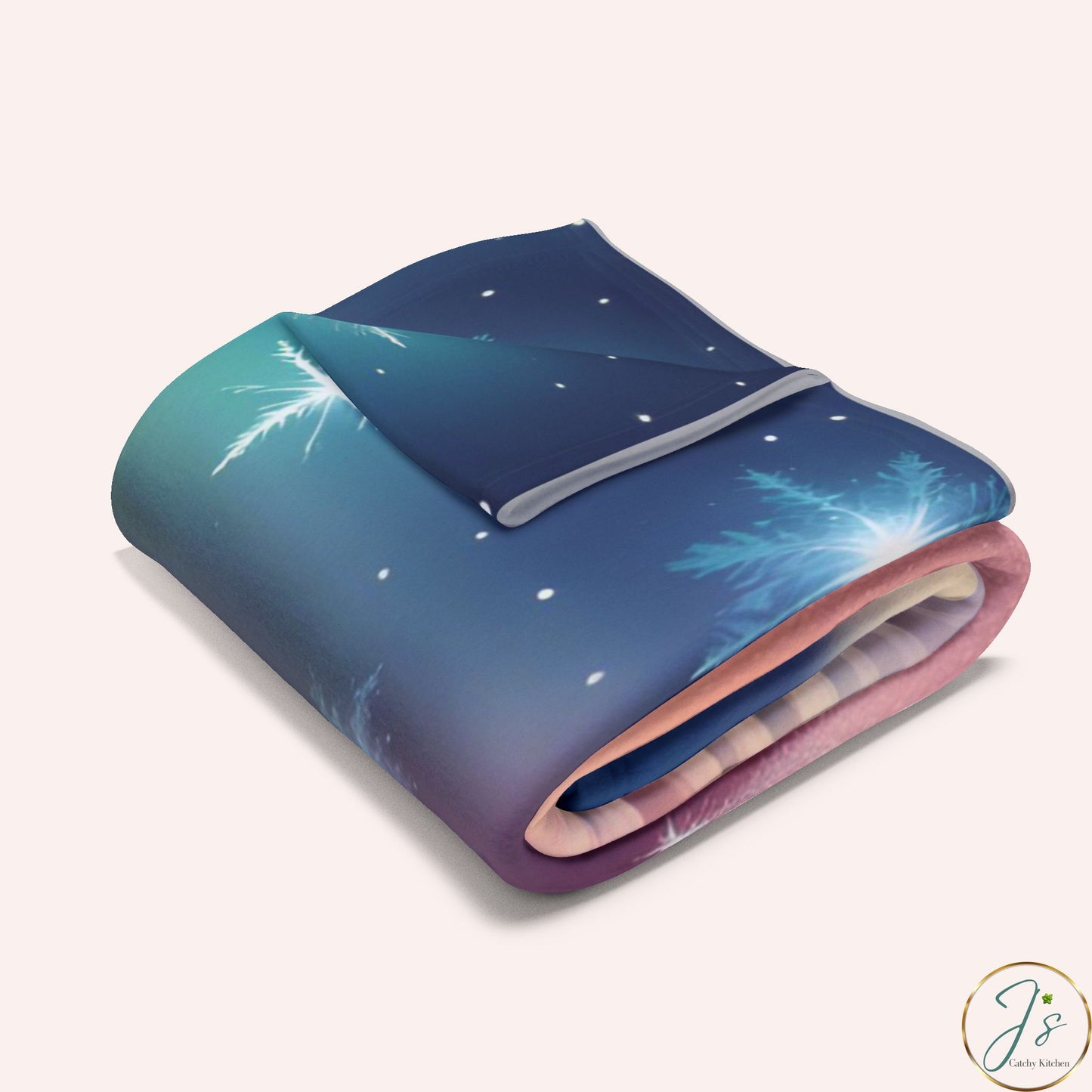 Winter Reindeer Arctic Fleece Blanket • Northern Lights Deer Silhouette • Cozy Christmas Throw Gift