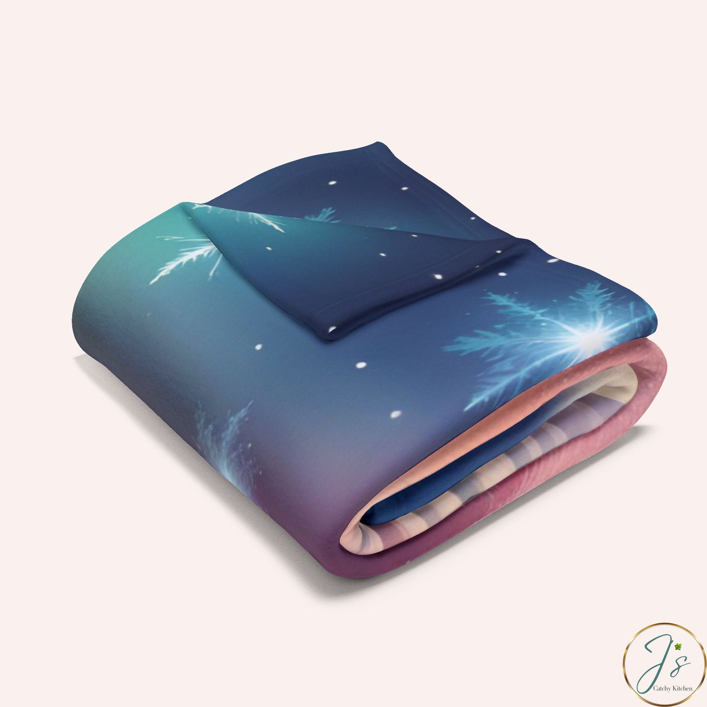 Winter Reindeer Arctic Fleece Blanket • Northern Lights Deer Silhouette • Cozy Christmas Throw Gift