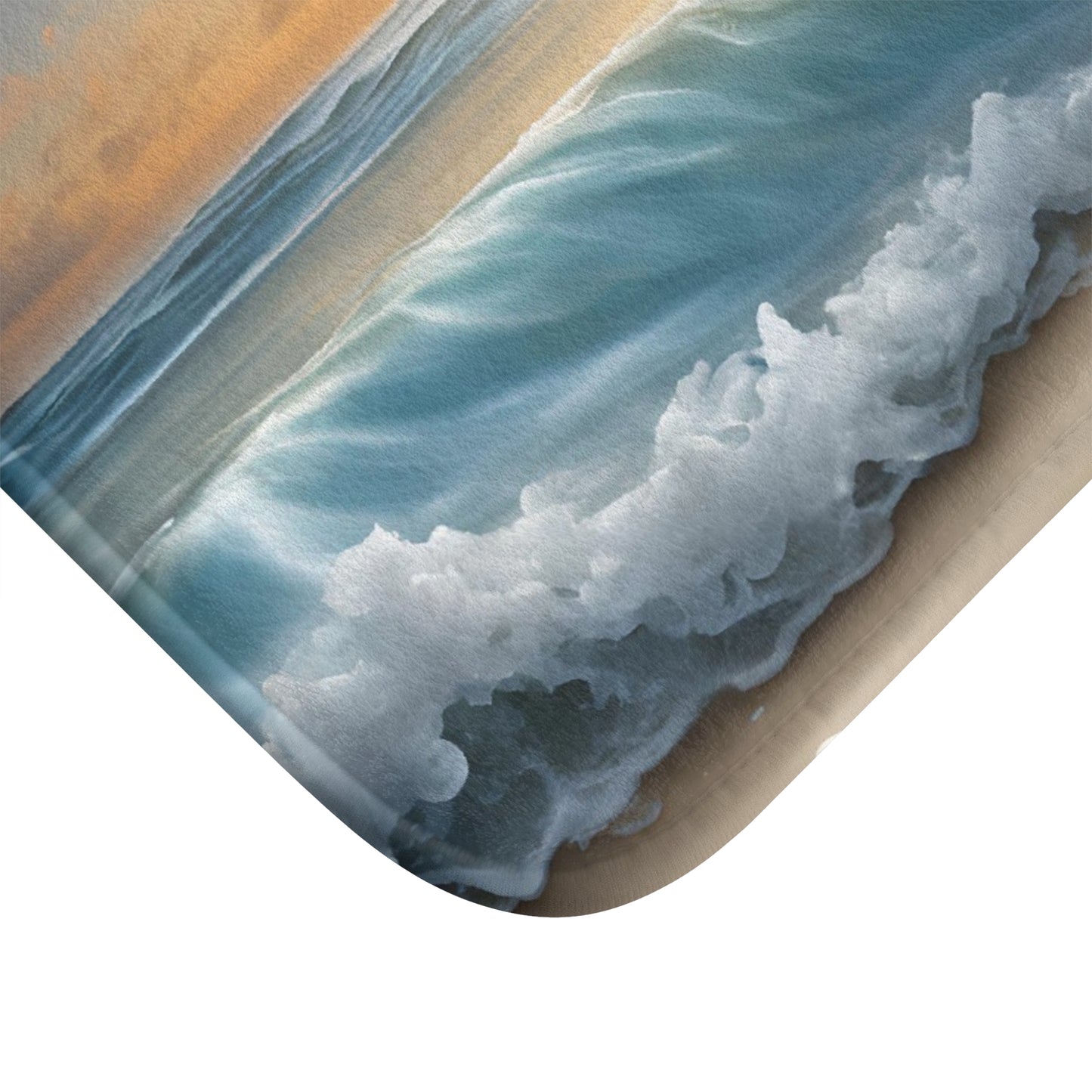 Beach Sunset Bath Mat – Coastal Ocean Wave Bathroom Decor | Coastal Bathroom Rug
