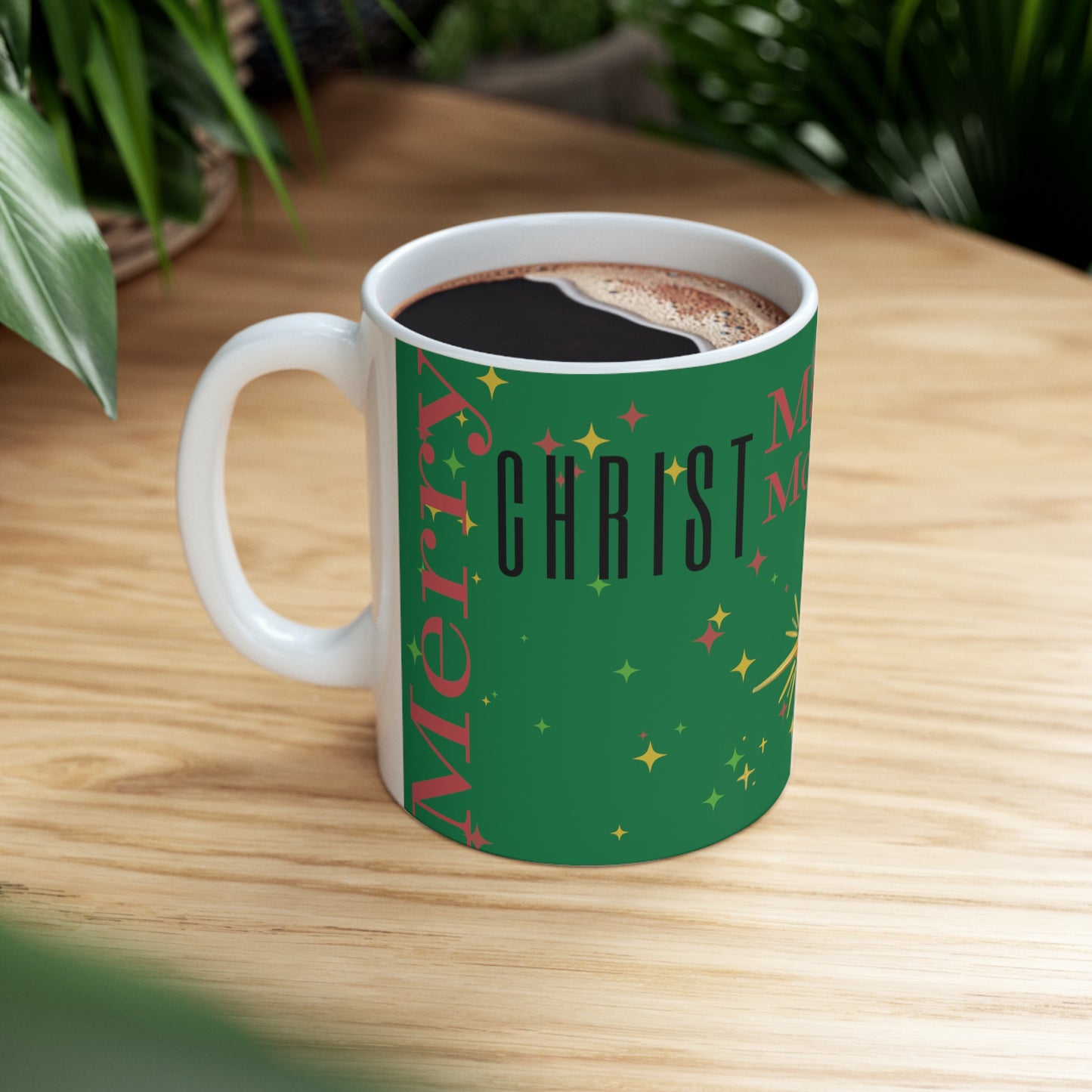 Christmas/Más (Spanish)/More Christ/Star of Bethlehem Ceramic Mug 11oz (Green)