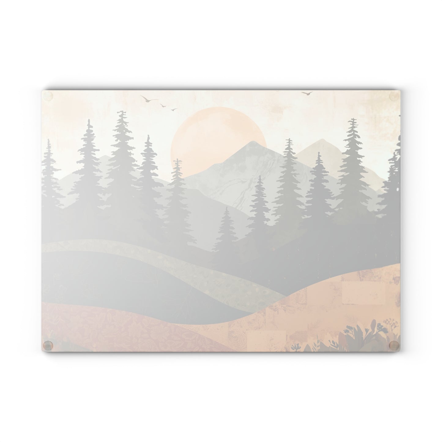 Cutting Board Rustic Mountain Landscape Glass Cutting Board Nature Inspired Kitchen Decor Cabin Cooking Gift