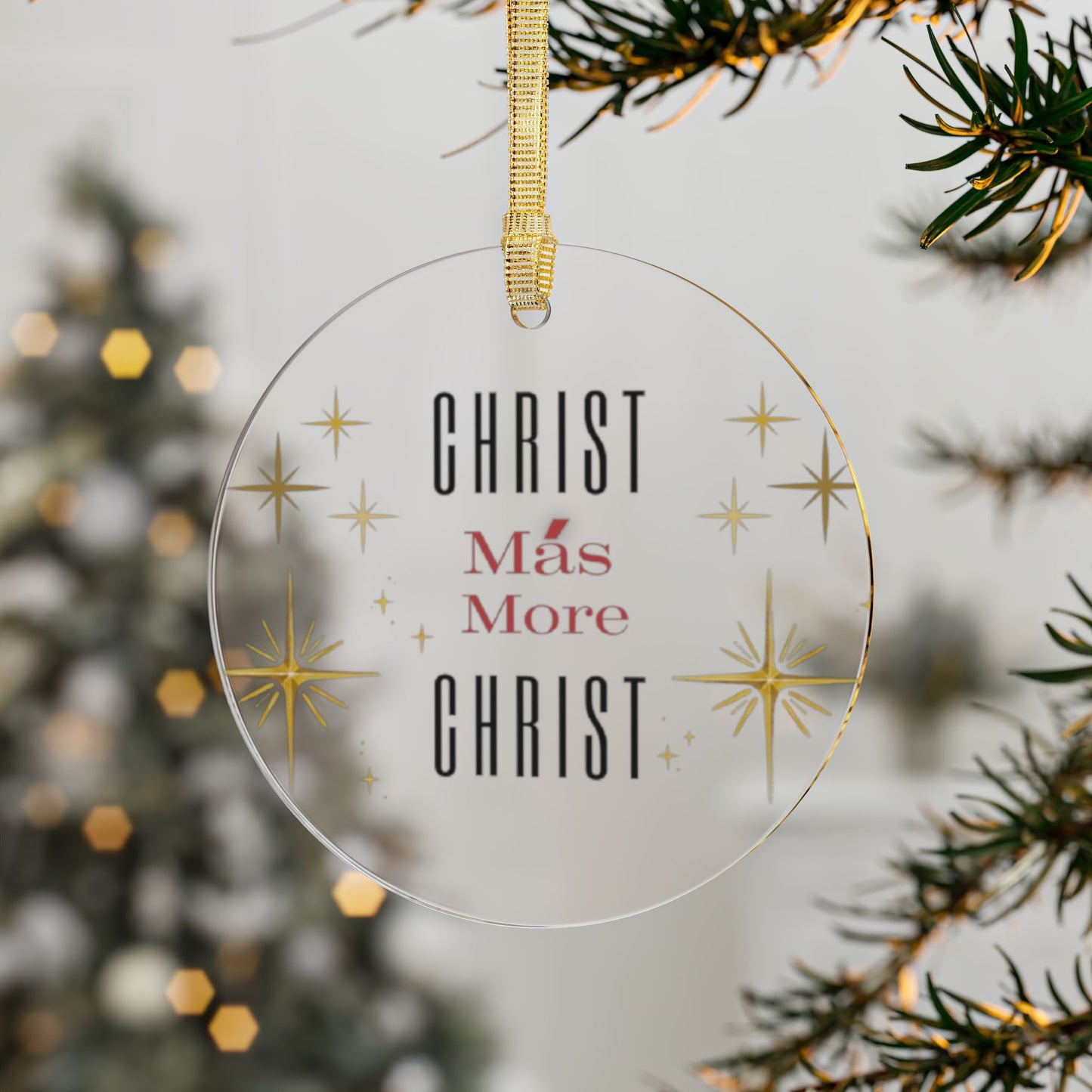 Christ Mas Acrylic Ornament  "Christ Más More Christ" Holiday Christmas Decoration Christian Ornament