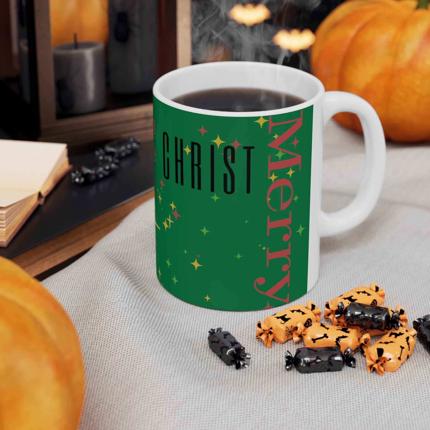 Christmas/Más (Spanish)/More Christ/Star of Bethlehem Ceramic Mug 11oz (Green)