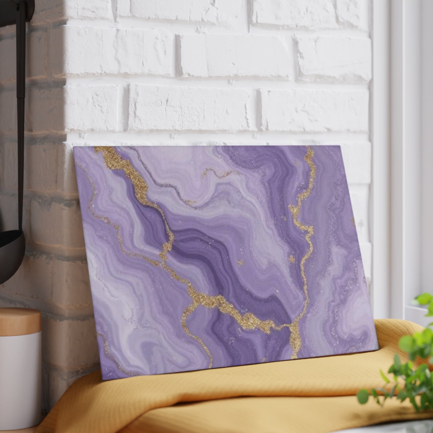 Lavender Agate Glass Cutting Board Purple Marble Kitchen Decor Gold Vein Serving Board