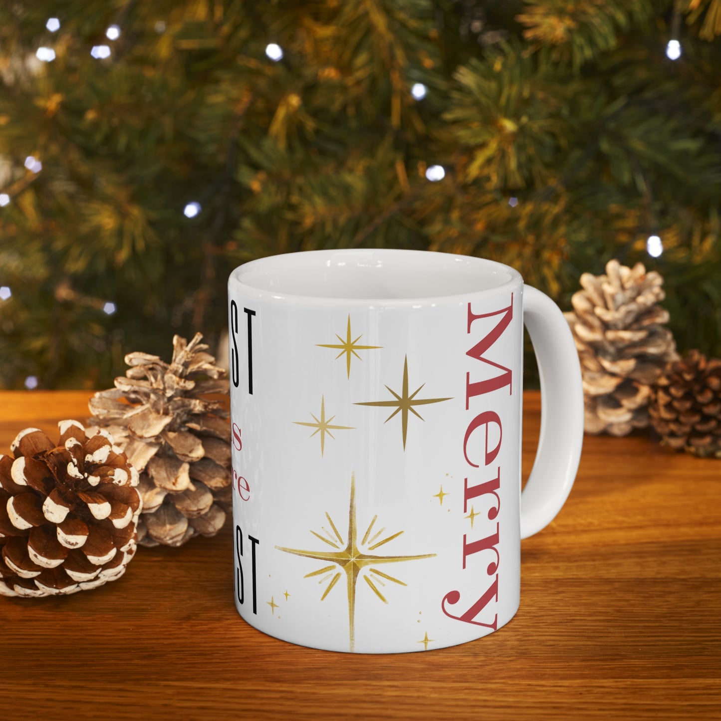 Christmas/Más (Spanish)/More Christ/Star of Bethlehem Ceramic Mug 11oz (White)