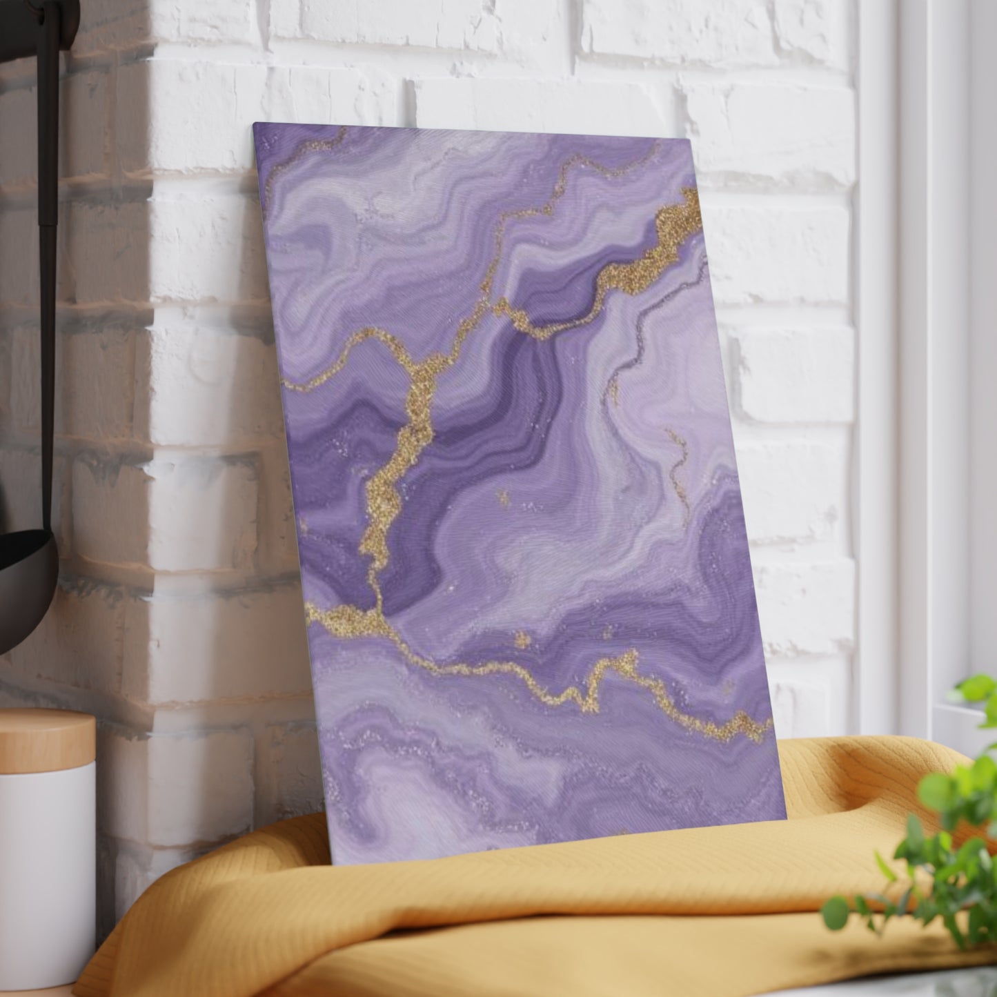 Lavender Agate Glass Cutting Board Purple Marble Kitchen Decor Gold Vein Serving Board