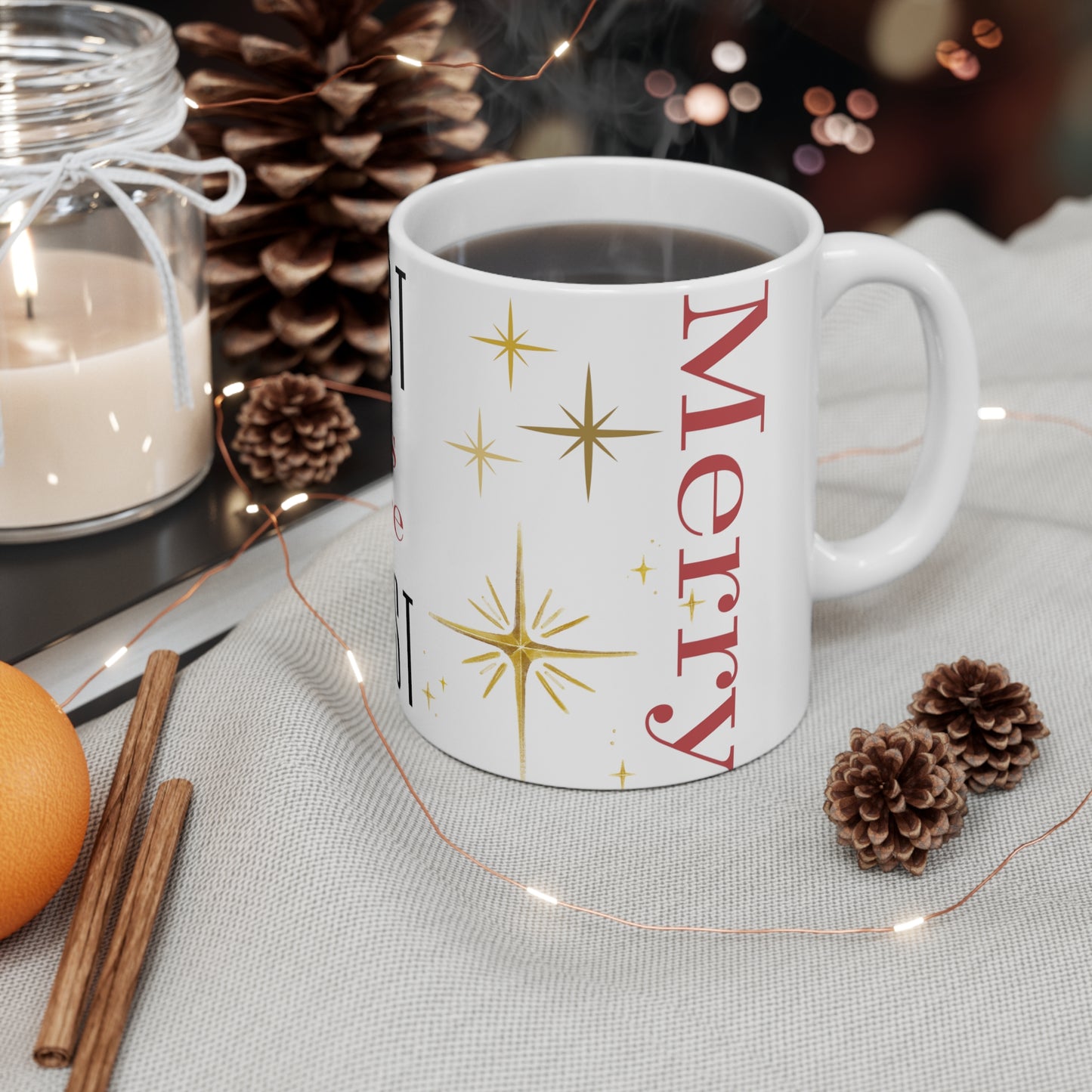 Christmas/Más (Spanish)/More Christ/Star of Bethlehem Ceramic Mug 11oz (White)