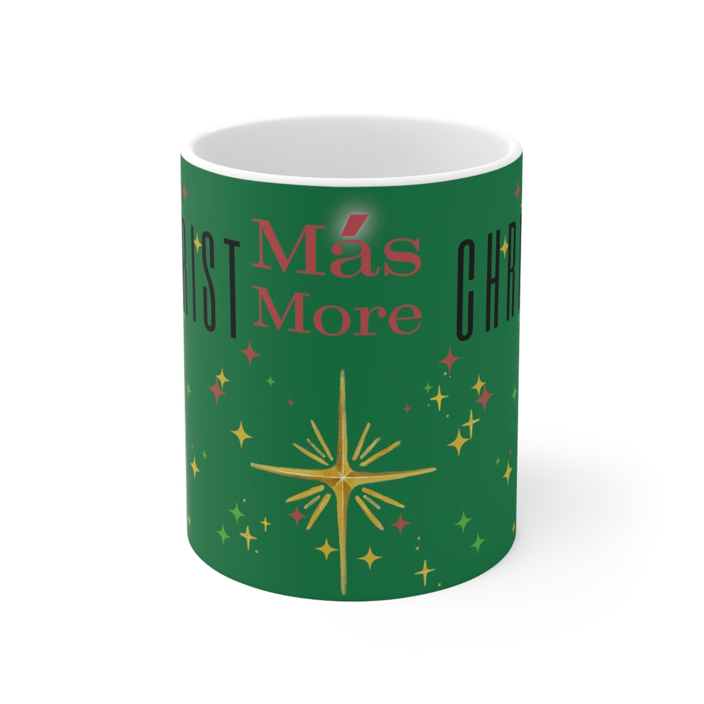 Christmas/Más (Spanish)/More Christ/Star of Bethlehem Ceramic Mug 11oz (Green)