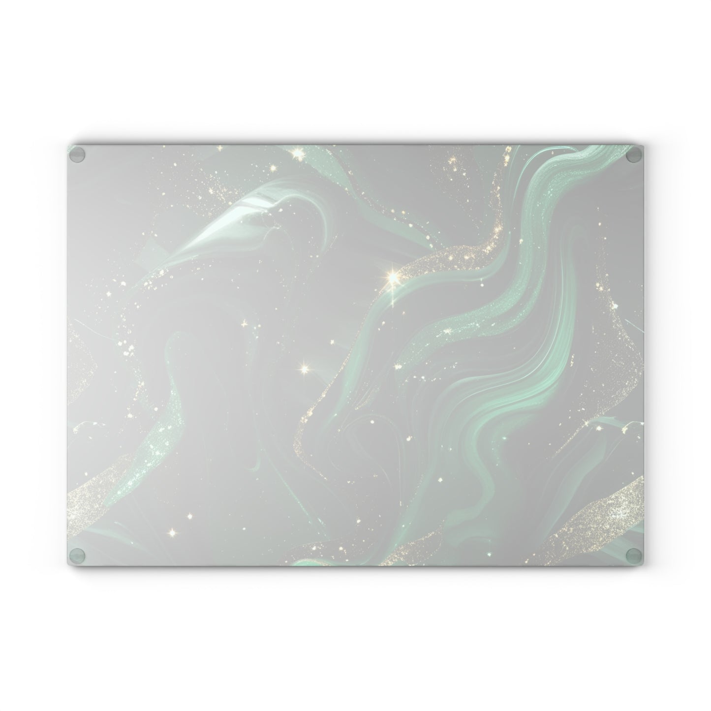 Emerald Marble Glass Cutting Board – Green & Gold Kitchen Decor for Cooking and Serving