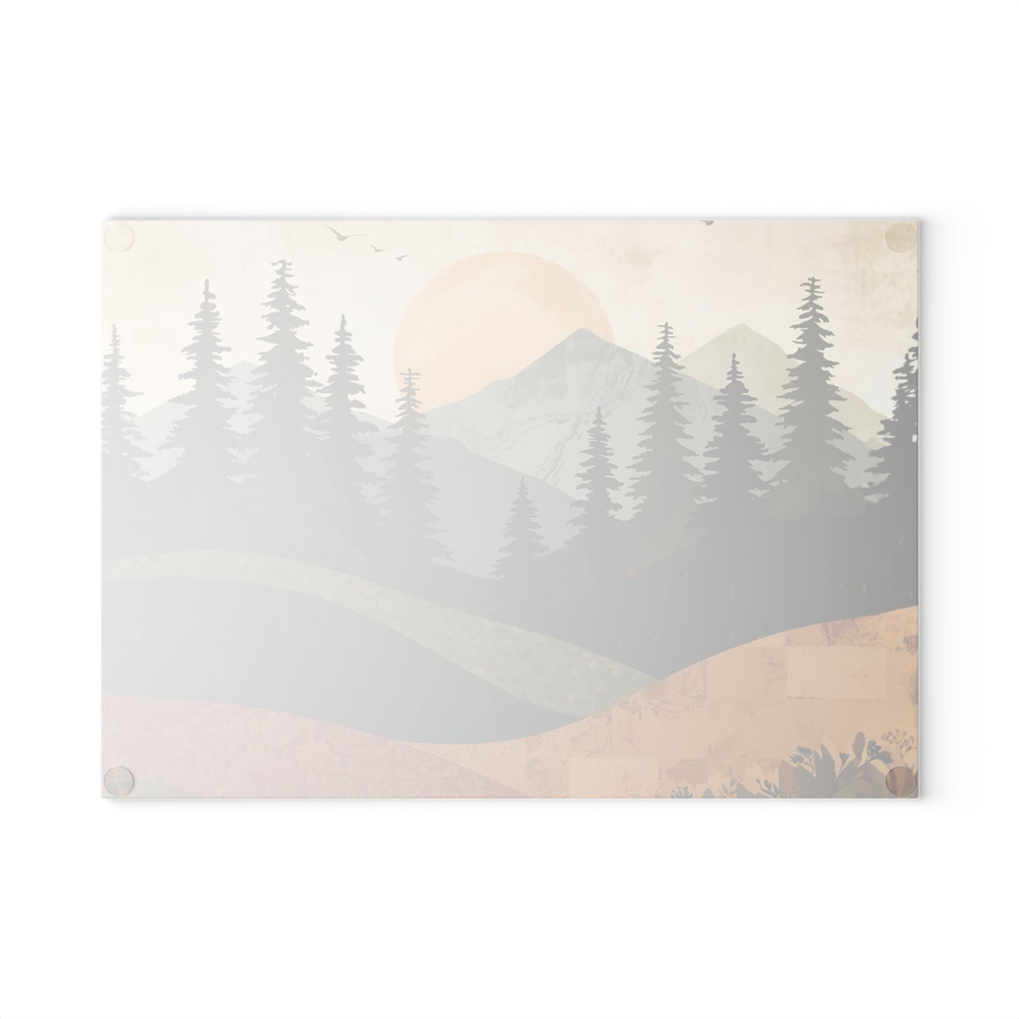 Cutting Board Rustic Mountain Landscape Glass Cutting Board Nature Inspired Kitchen Decor Cabin Cooking Gift