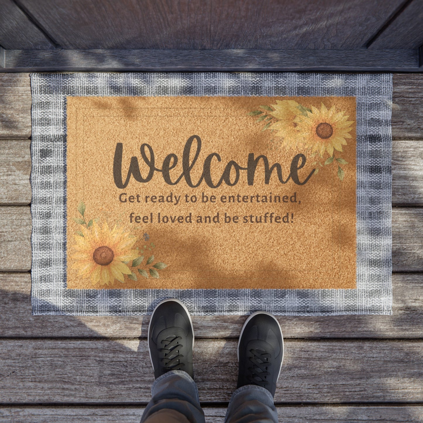 Welcome Doormat Family Doormat Sunflower Welcome Script Doormat Realtor Client Gift Front Doormat Housewarming gift