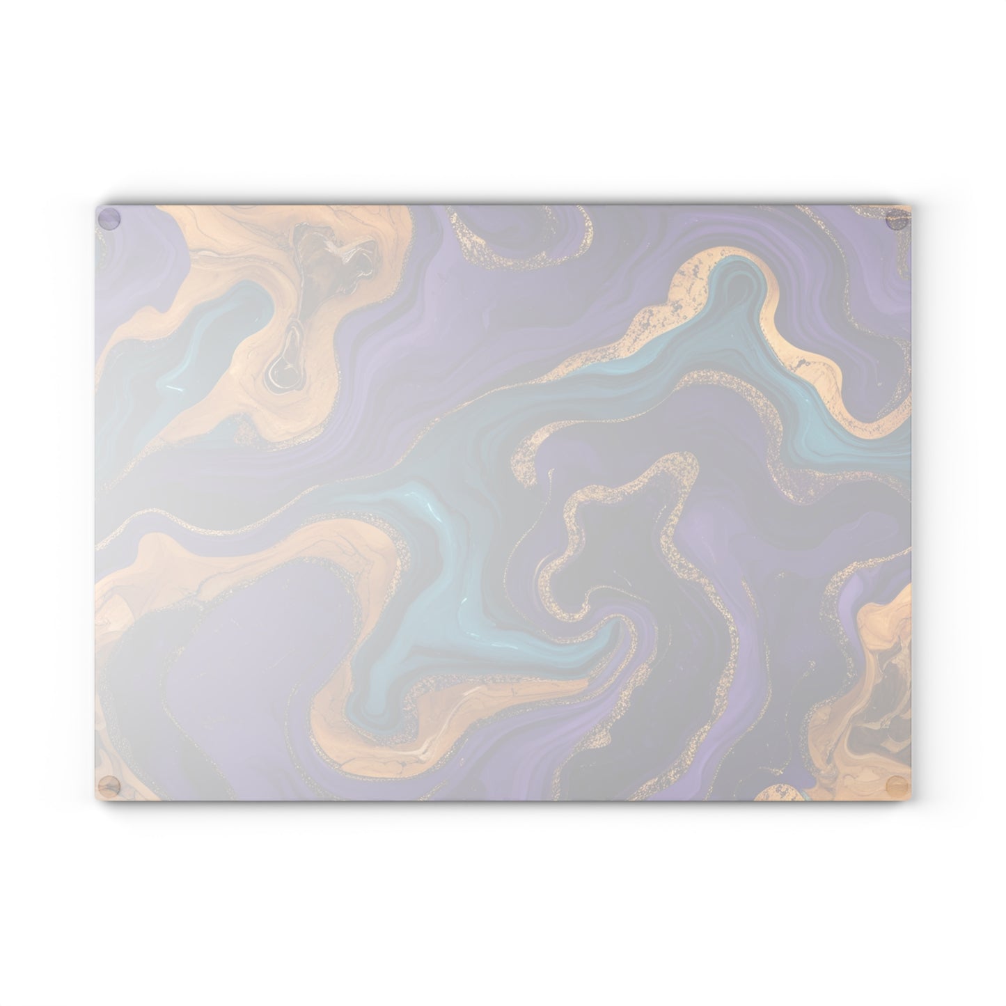 Purple Teal Gold Marble Glass Cutting Board Modern Abstract Kitchen Decor Gift