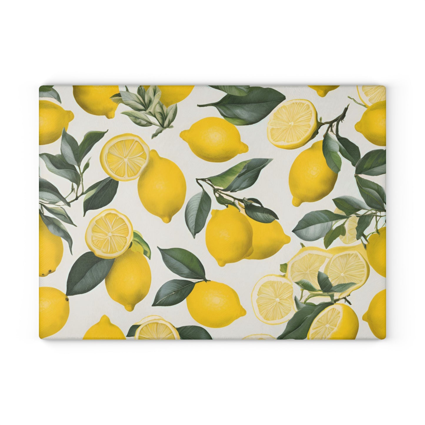 Toile Pattern Lemon Printe Glass Cutting Board Lemon Kitchen Decor Yellow Lemons Fruit Design Glass Board Kitchen Accessories Chef Gifte