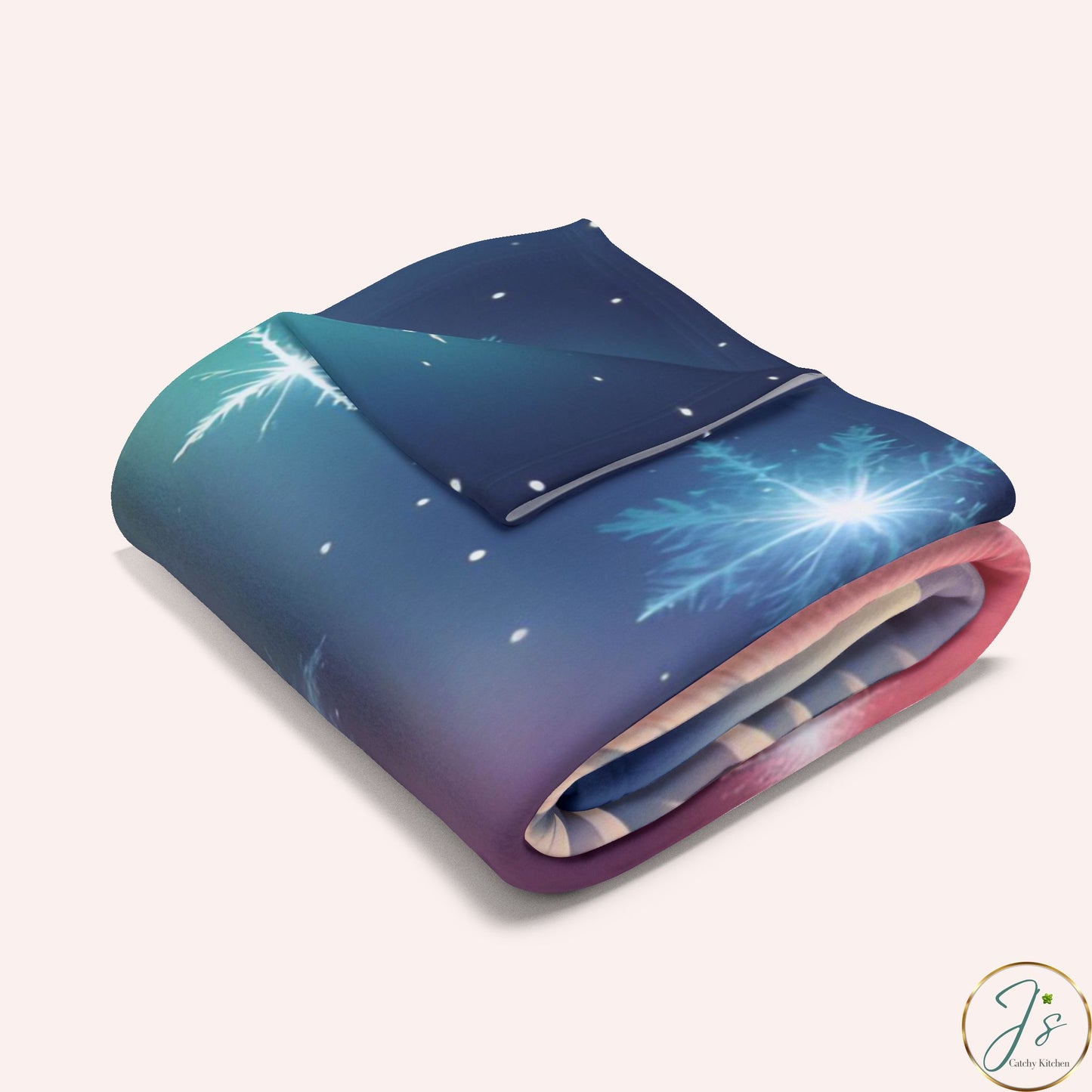 Winter Reindeer Arctic Fleece Blanket • Northern Lights Deer Silhouette • Cozy Christmas Throw Gift