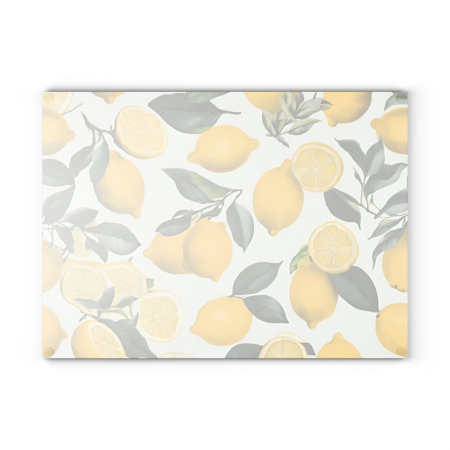 Toile Pattern Lemon Printe Glass Cutting Board Lemon Kitchen Decor Yellow Lemons Fruit Design Glass Board Kitchen Accessories Chef Gifte