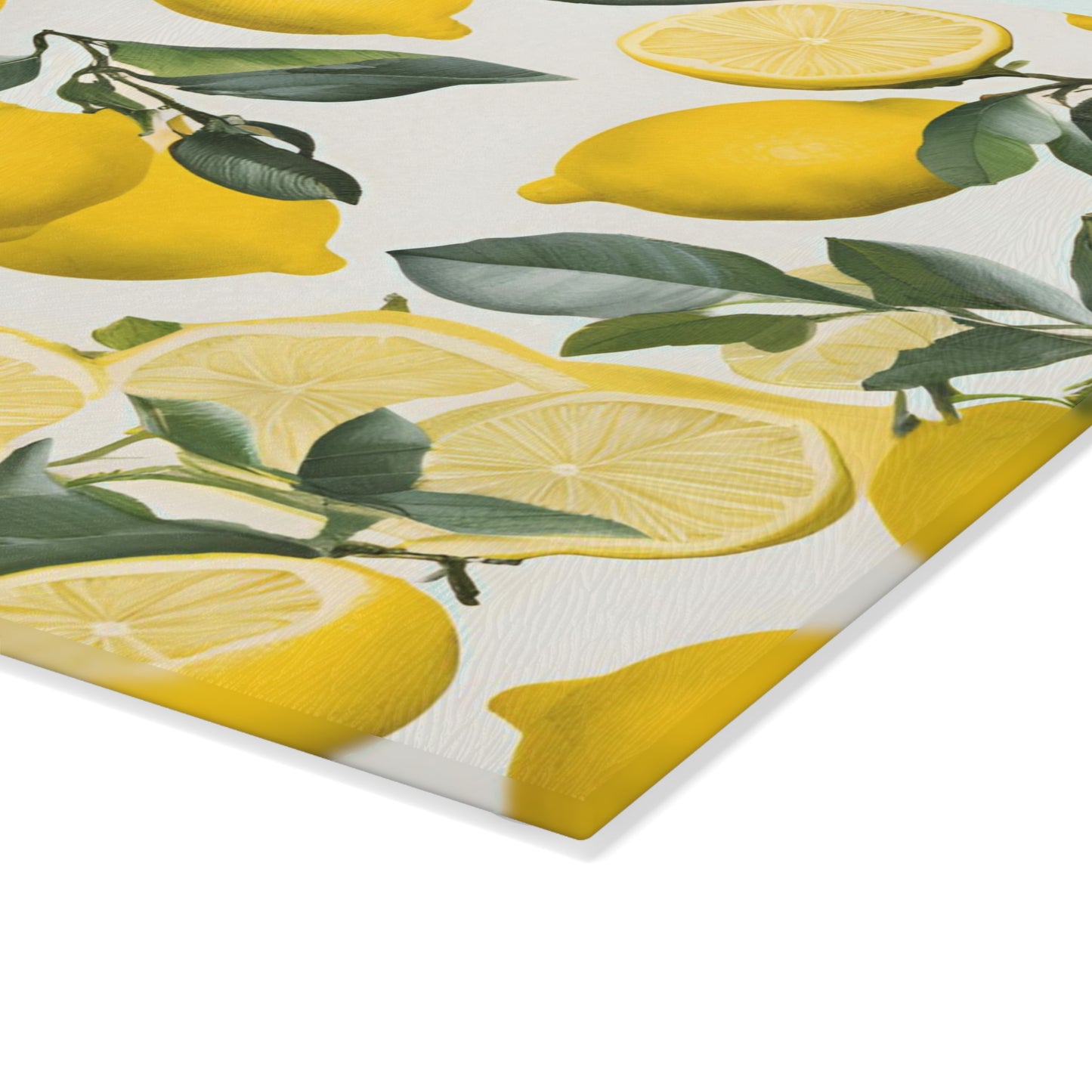 Toile Pattern Lemon Printe Glass Cutting Board Lemon Kitchen Decor Yellow Lemons Fruit Design Glass Board Kitchen Accessories Chef Gifte