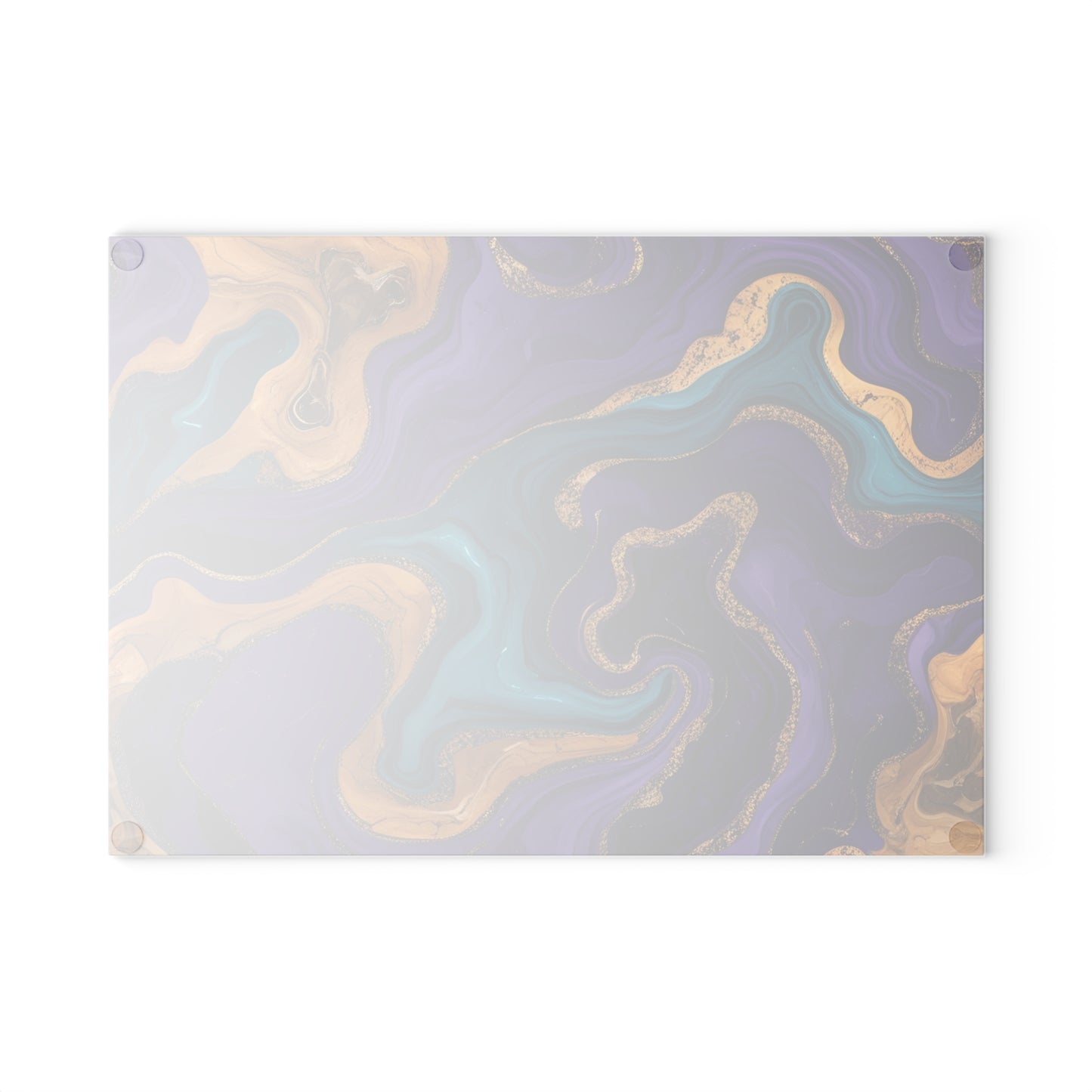 Purple Teal Gold Marble Glass Cutting Board Modern Abstract Kitchen Decor Gift